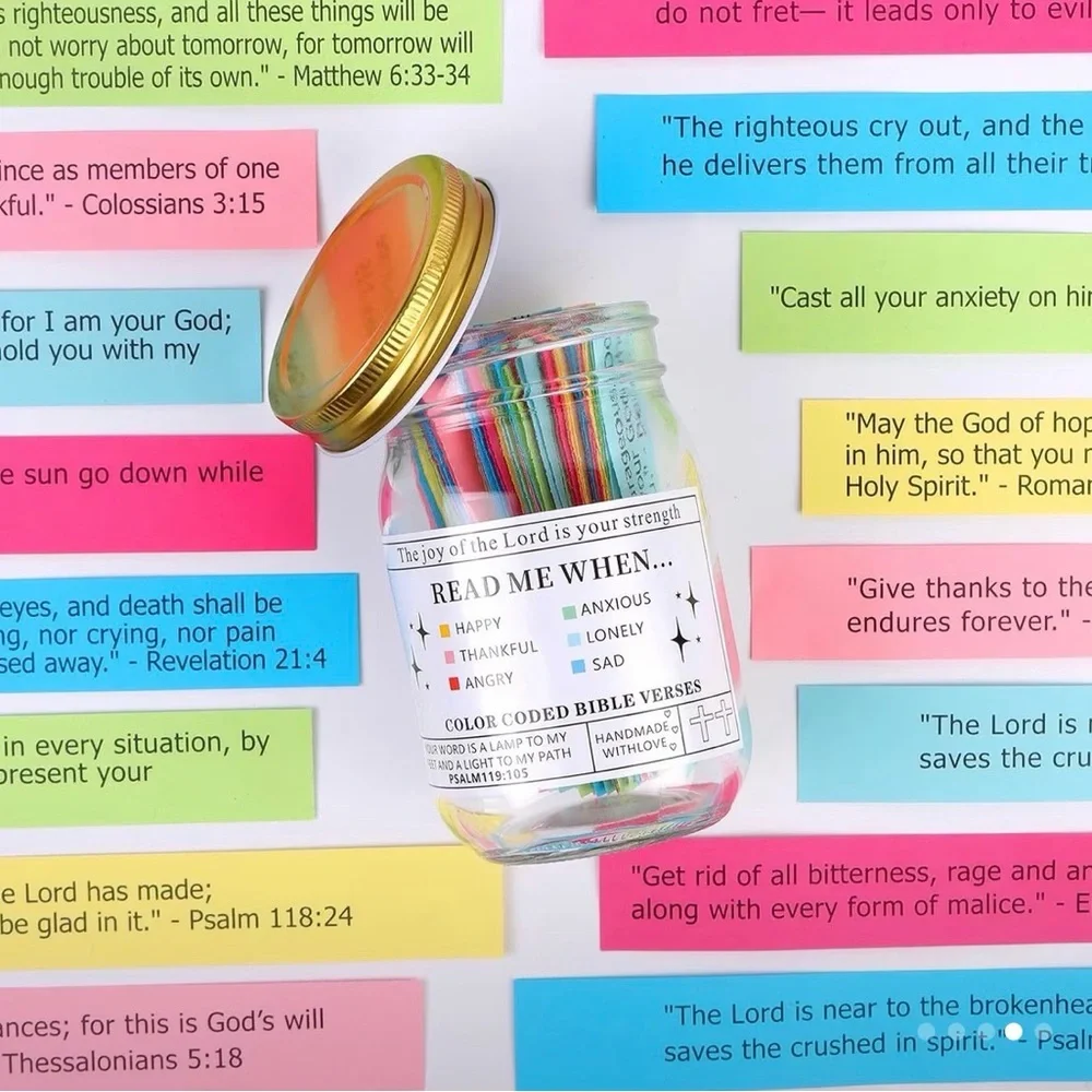 Read Me When Bible Verse Jar Color Coded Christian Anxiety, Encouragement Verses
